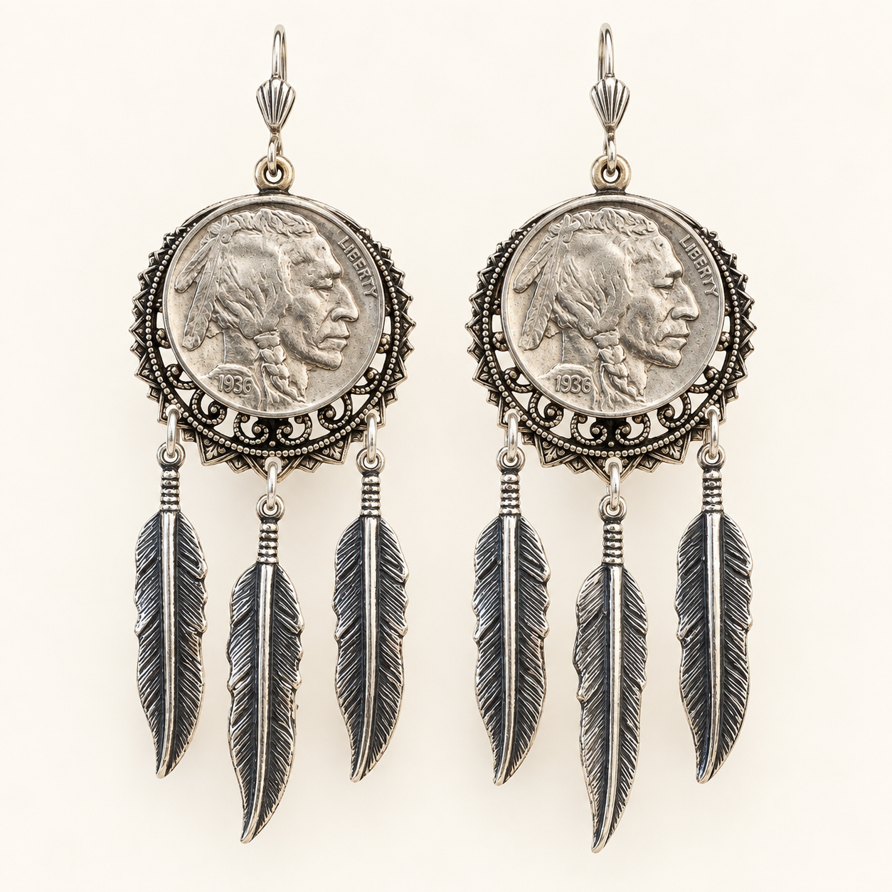 Indian Head Nickel Dreamcatcher Earrings