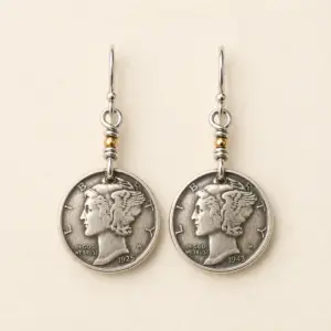 Wire Wrapped Mercury Head Dime Earrings