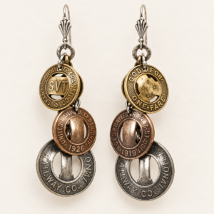 Vintage Transit Token Charm Earrings