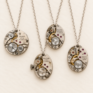 Vintage Watch Movement Sterling Necklace