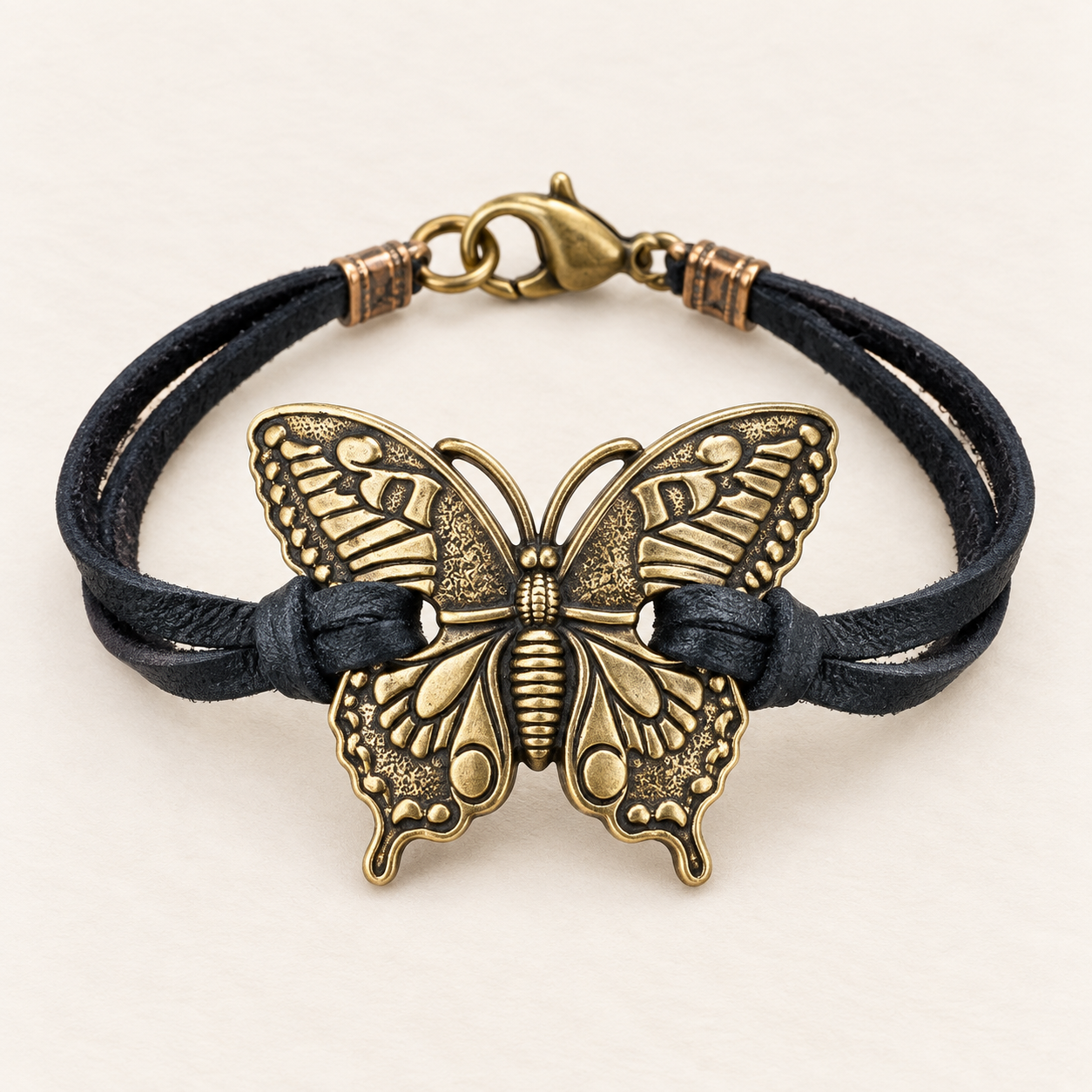 Butterfly & Leather Bracelet