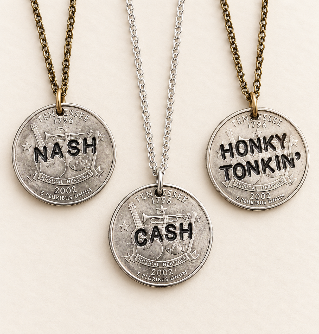 Tennessee State Quarter Stamped Necklace