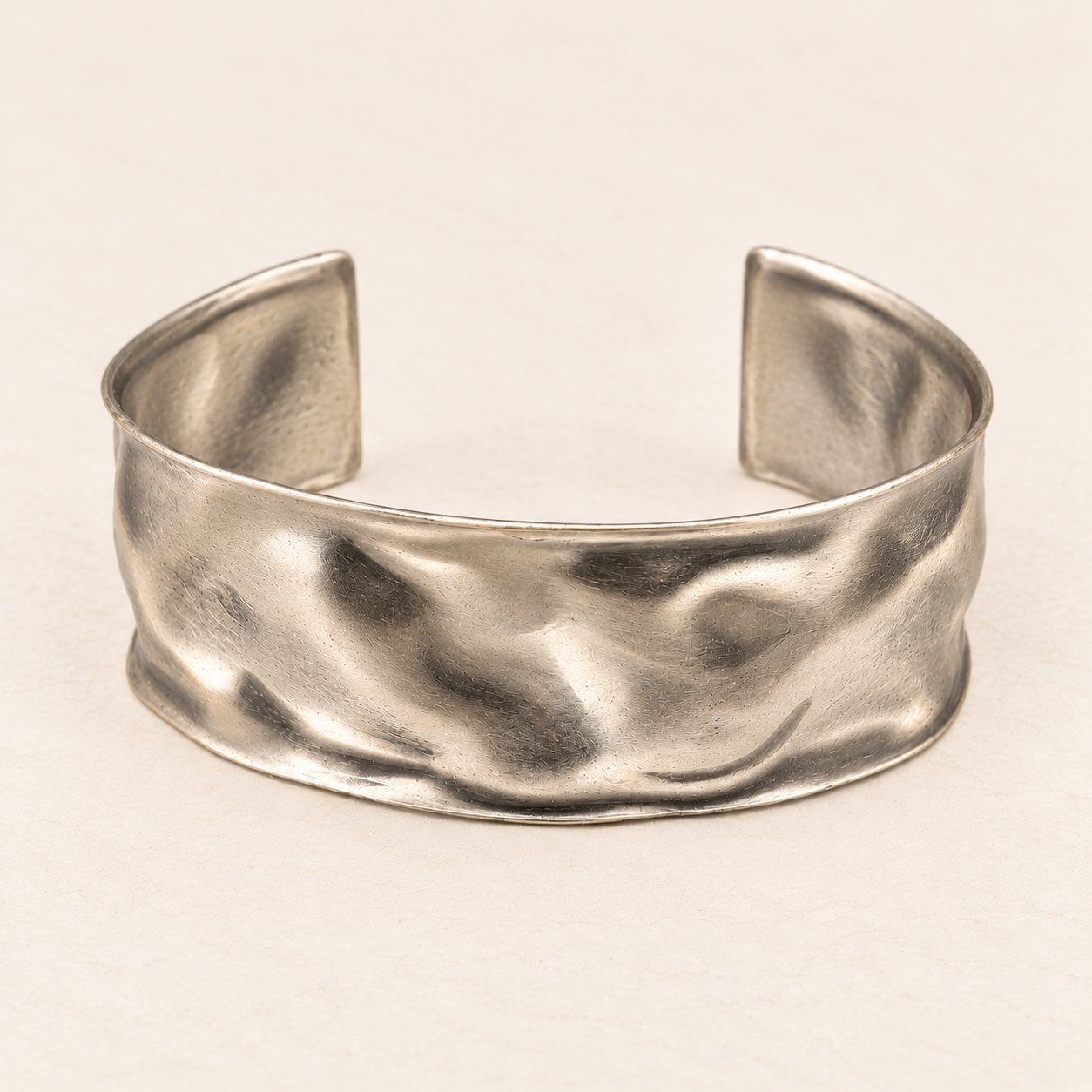 Crinkled Brass Cuff Bracelet - Image 2