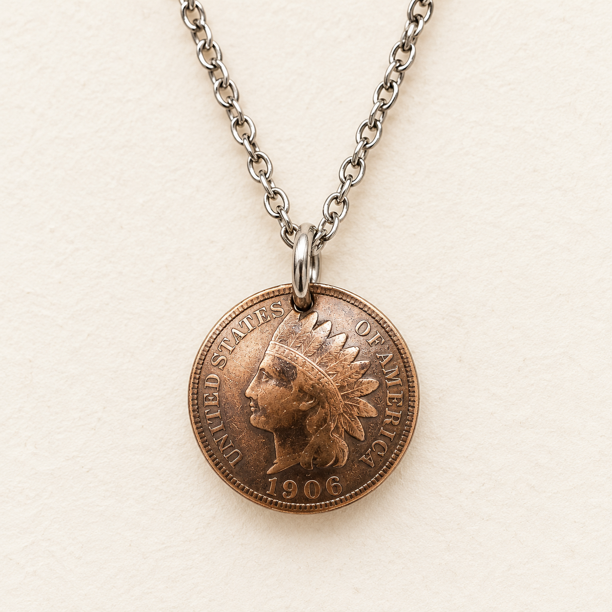 Indian Head Penny Cable Chain Necklace