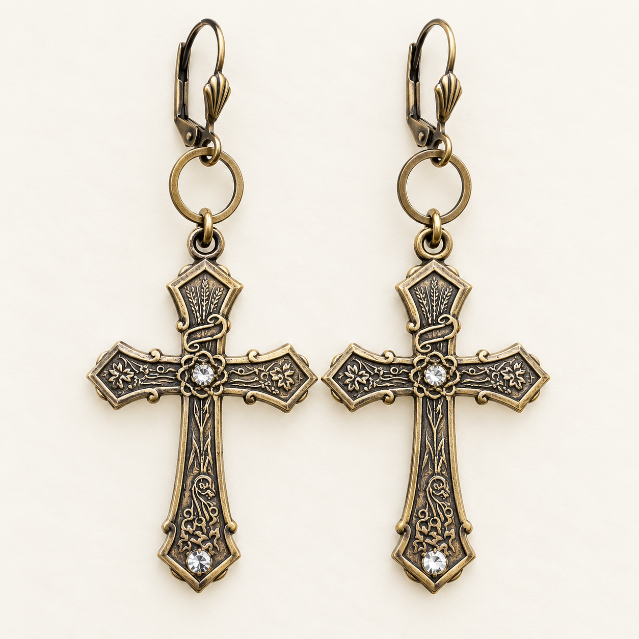 Victorian Cross Halo Earrings