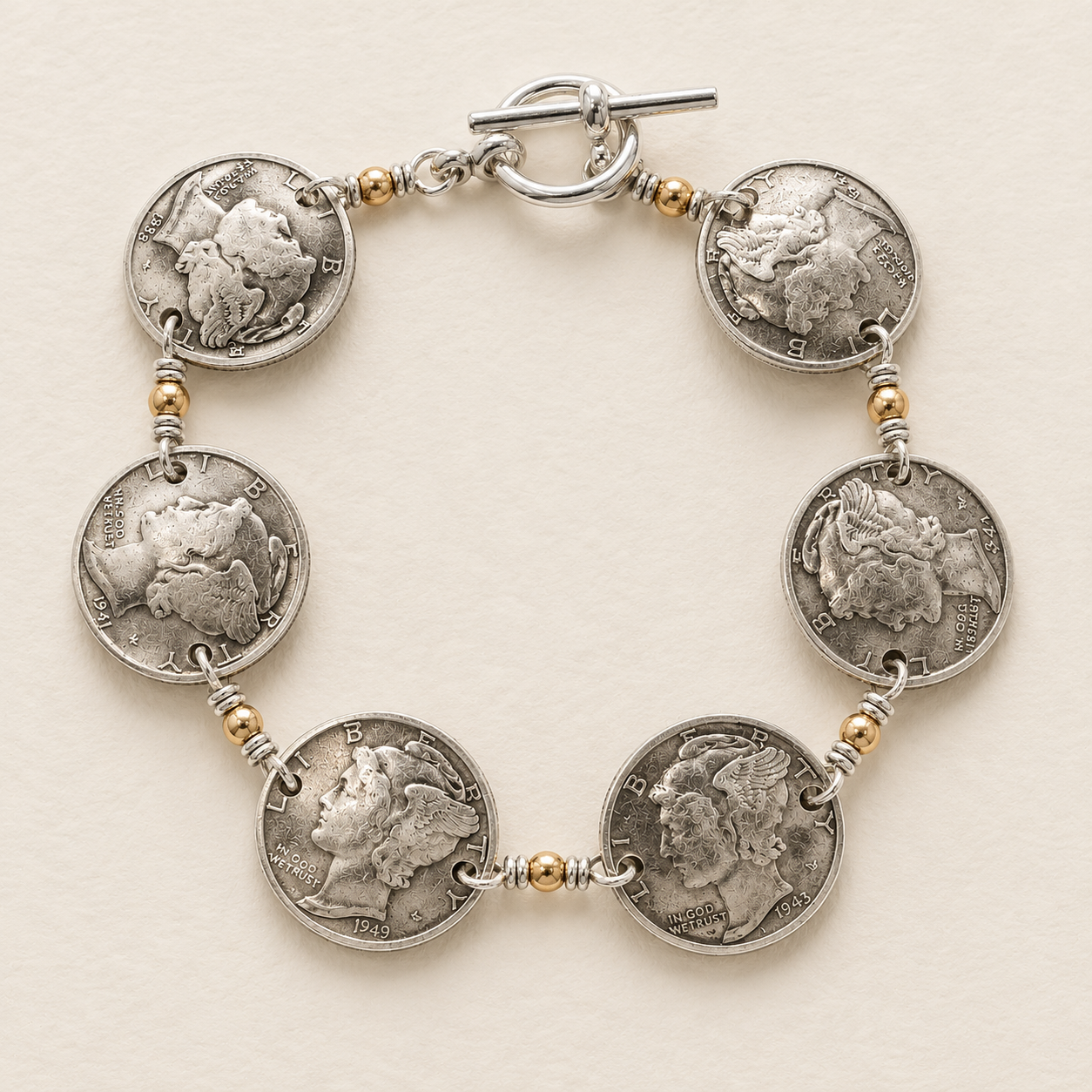 Wire Wrapped Mercury Dime Bracelet